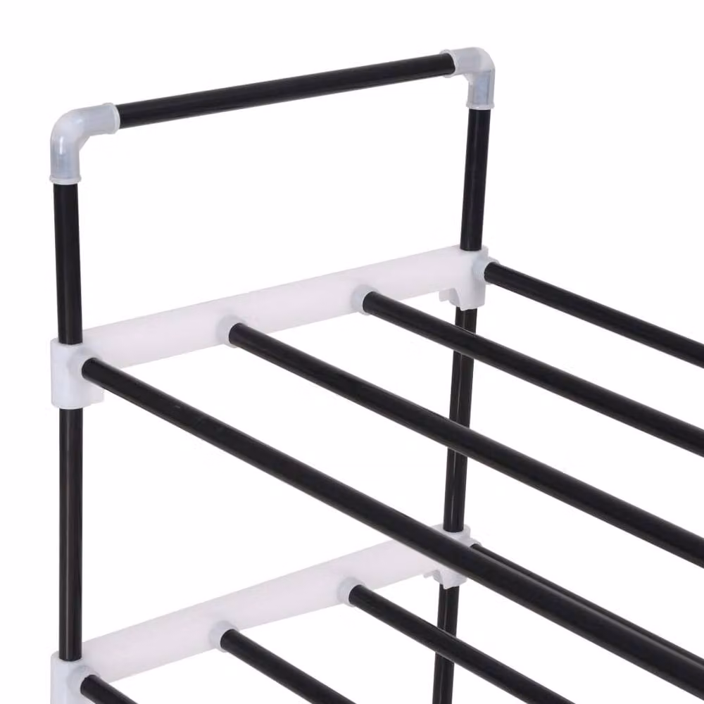 Berkfield Home 4-Shelf Freestanding Shoe Rack in Black Metal and Plastic, W/D/H: 74 x 29 x 29 cm – 2