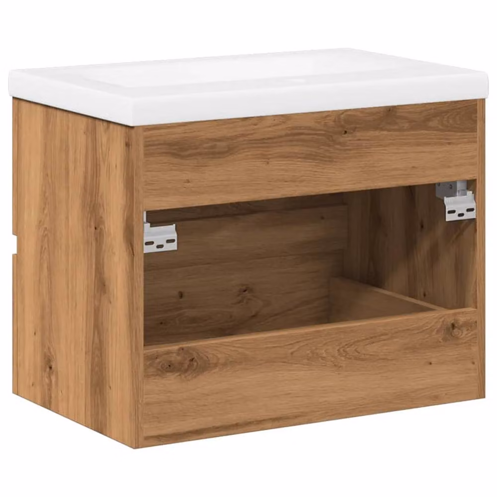 Berkfield Home Artisan Oak Sink Cabinet with Built-in Basin in Brown, W: 61 cm, D: 38.5 cm, H: 45 cm – 4