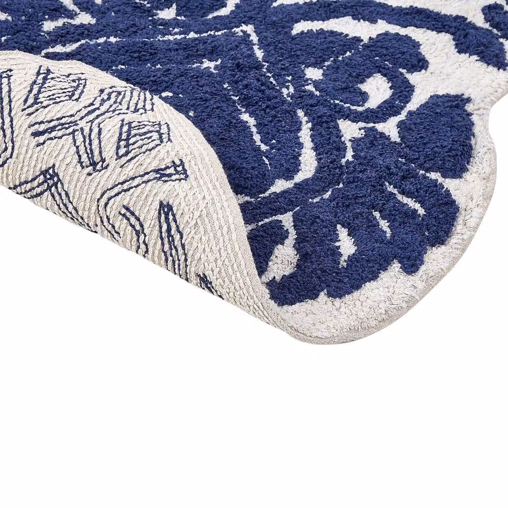 Wyld and Coco Blue Cotton Bath Mat, W: 150 cm, D: 60 cm – 5