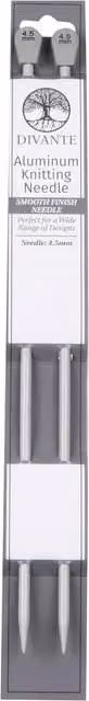 Divante Silver Aluminium Knitting Needles, 4.5mm