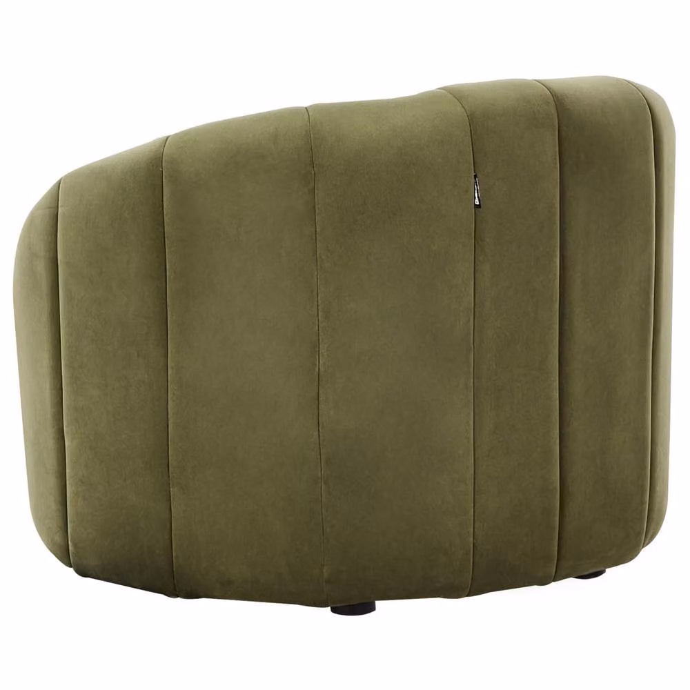 Wyld and Coco Six-Seater Velvet Sofa in Dark Green with Tufted Low Back and Solid Wood Frame – 3
