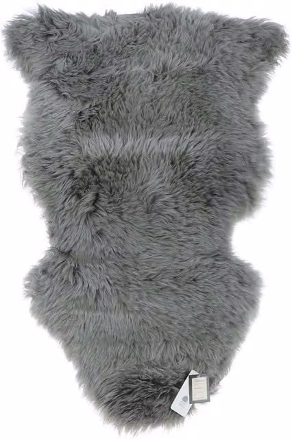 Fenland England Australian Sheepskin Rug in Laurel Oak, Single, Rectangular, Brown and Grey