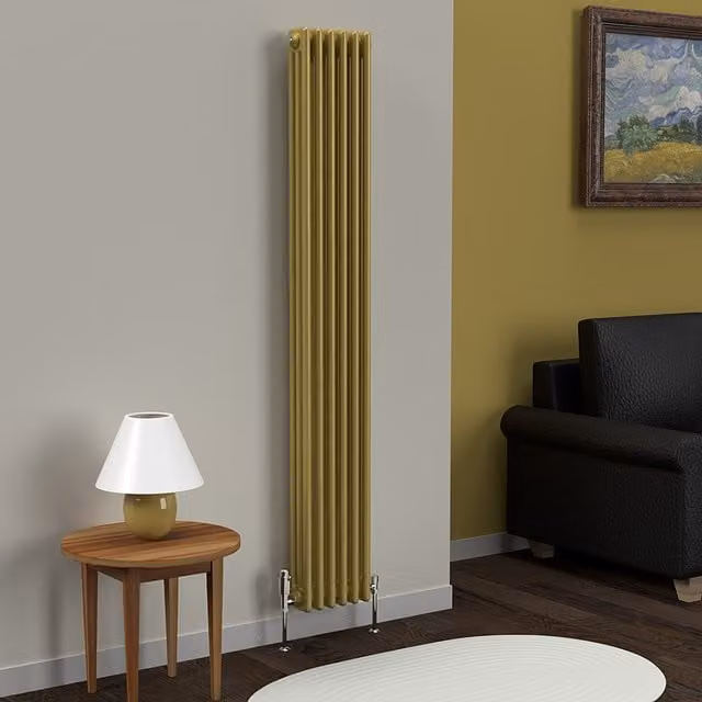 Lux Heat Vertical Coloured Column Radiator in Metallic Gold, H 180 cm x W 29 cm