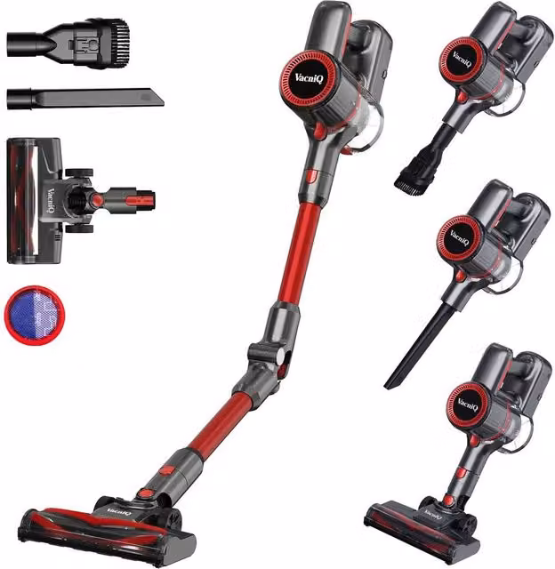 VacniQ Cordless Bagless Stick Vacuum Cleaner in Red, Height: 100 cm – 1