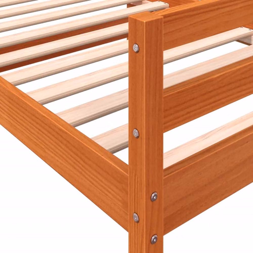 Berkfield Home Beautiful Solid Wood Pine Bed Frame in Wax Brown, W/D/H: 90 x 200 cm – 3