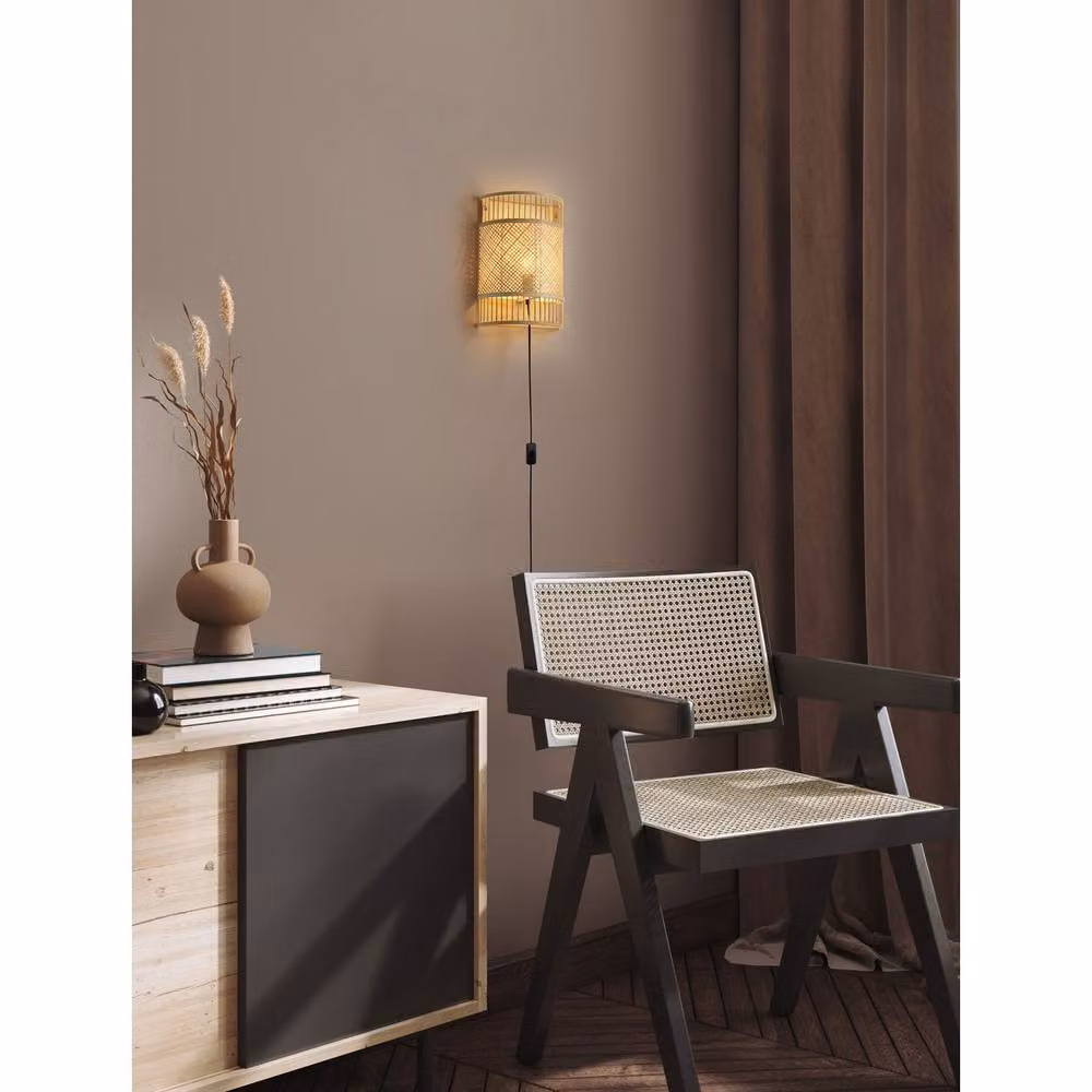 Netlighting Beige Bamboo and Rattan Wall Lamp with E27 Socket – 2