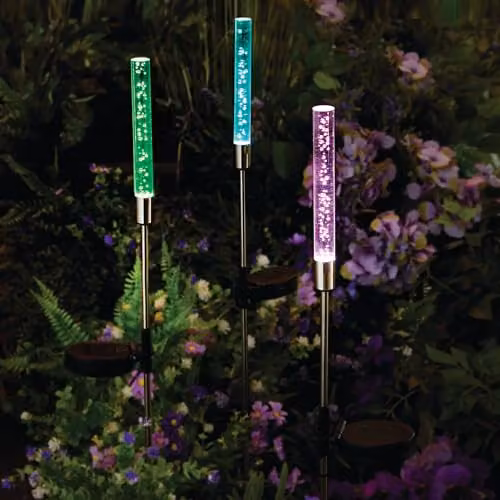 Gainsborough Set of 3 Multicolour Solar LED Bubble Stake Lights, H72 x Dia.2 cm – 2
