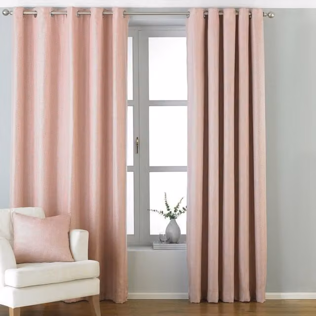 Make It A Home Atlantic Twill Woven Room Darkening Eyelet Curtains, Set of 2, Pink, Width: 137 cm, Height: 117 cm