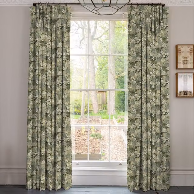 Linda Barker Millefiori Jacquard Made To Measure Blackout Curtains in Green