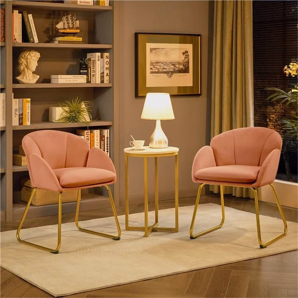 Kelvenix Flower Shape Velvet Vanity Chair in Pink – 3