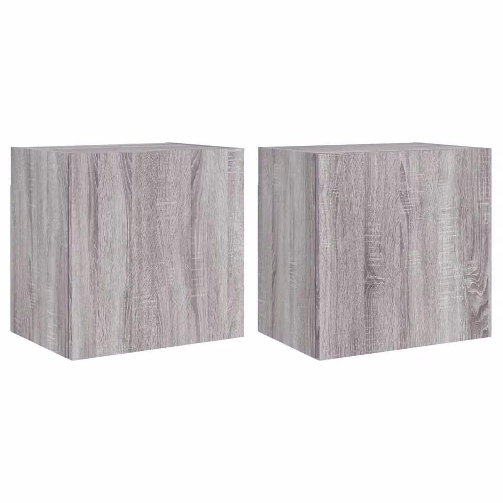 Berkfield Home Set of 2 Grey Sonoma Wall Mounted TV Cabinets, W/D/H: 40.5 x 30 x 40.5 cm – 2