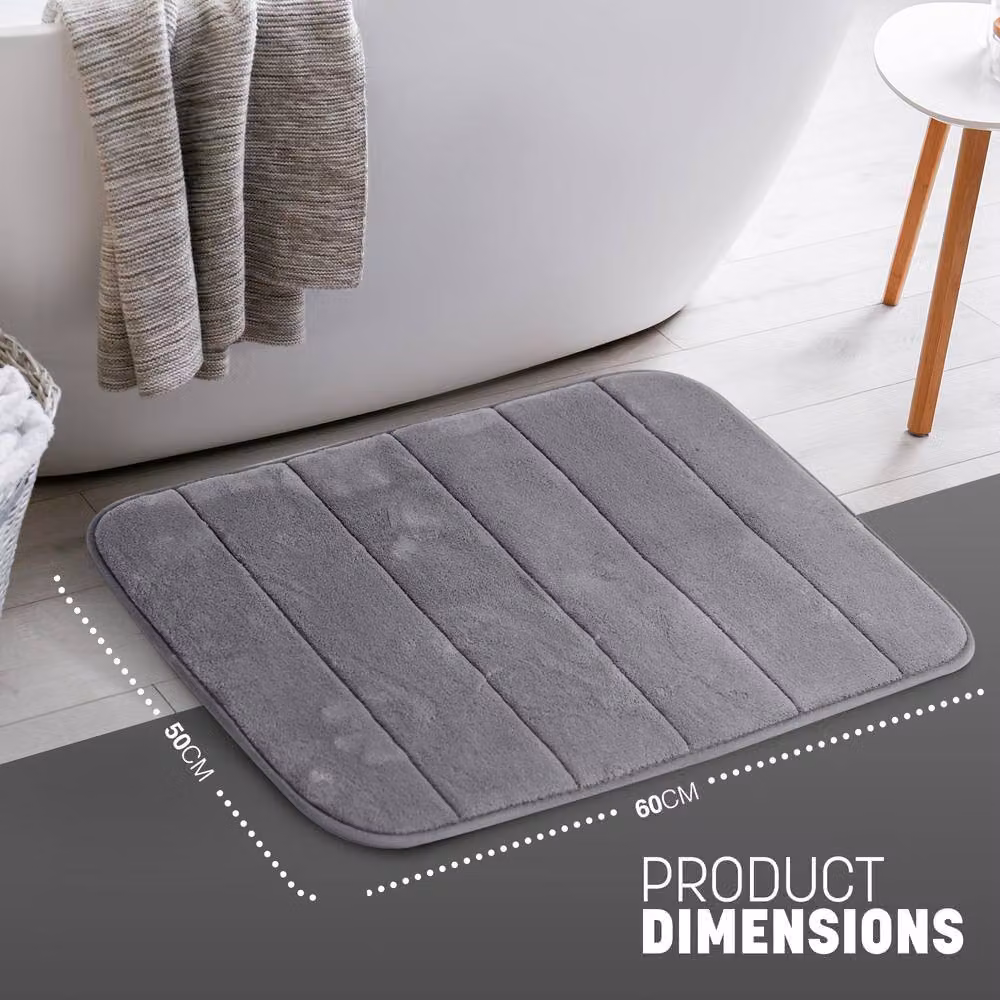 Keplin Memory Foam Bath Mat, Non-Slip and Washable, Grey, W/D: 50 x 60 cm – 2