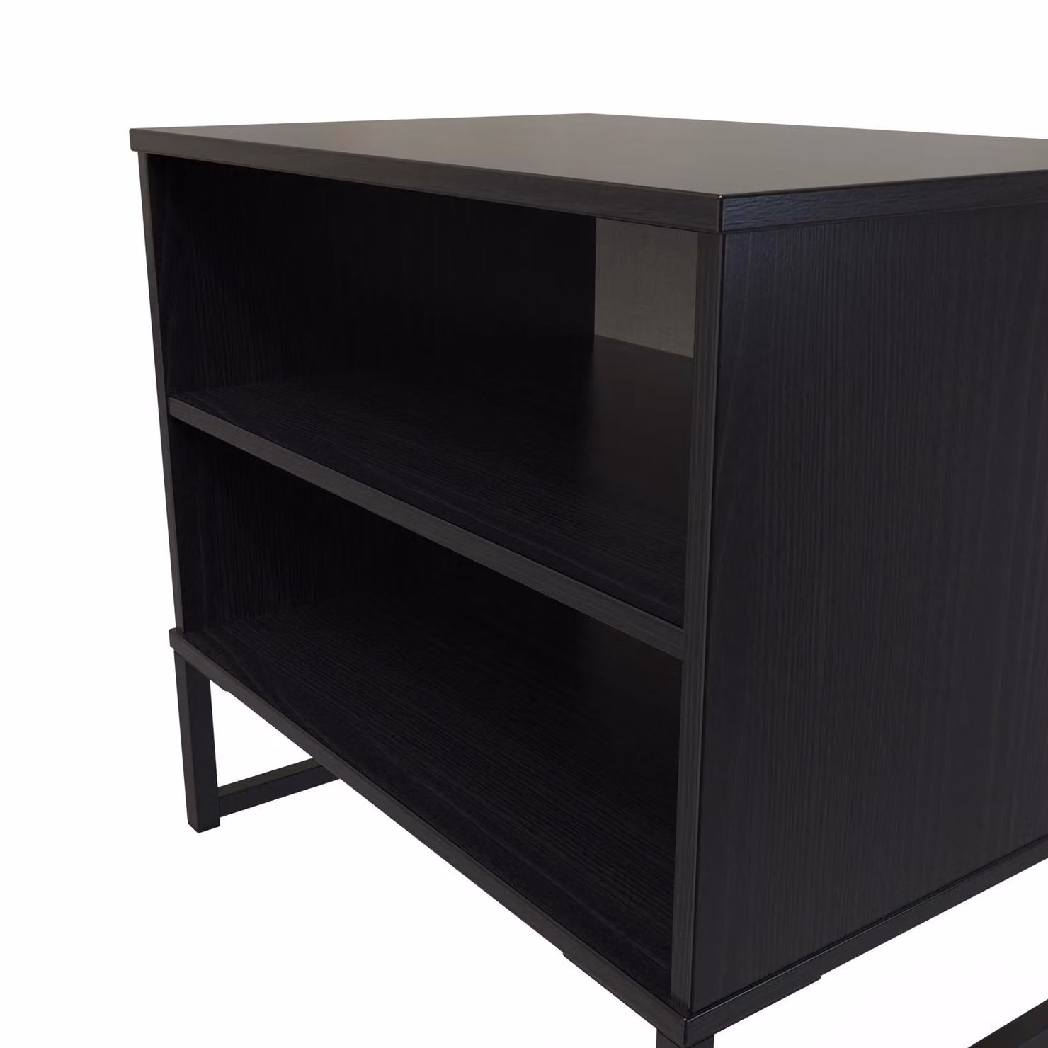 Ready Assembled 2 U Madrid Double Open Unit in Black Metal – 3
