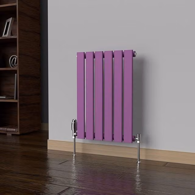Lux Heat Flat Horizontal Single Coloured Radiator in Pretty Plum Purple, W: 600 mm x H: 420 mm