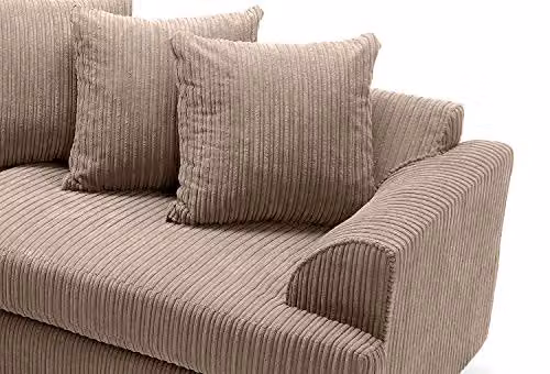 Abakus Direct Ferguson Left Facing Corner Sofa in Brown Cord Fabric – 5