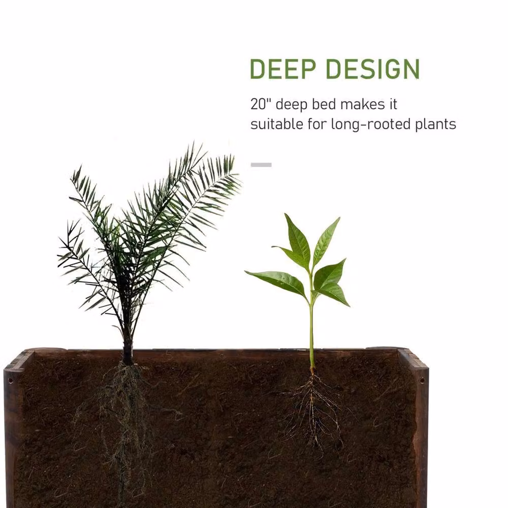 NESTLUNE Wooden Raised Garden Bed with Drainage in Brown – 4