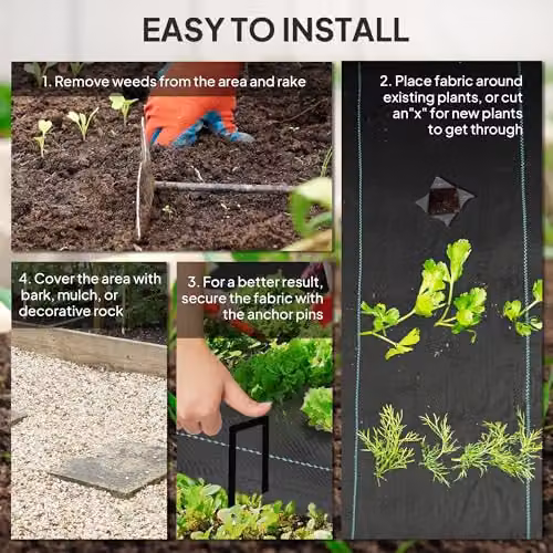 Outsunny Heavy Duty Weed Control Membrane Ground Cover, Black, W: 200 cm, L: 90 cm – 4