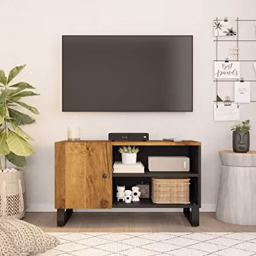 vidaXL Rustic Farmhouse TV Cabinet in Brown, Made from Solid Mango and Engineered Wood – 2