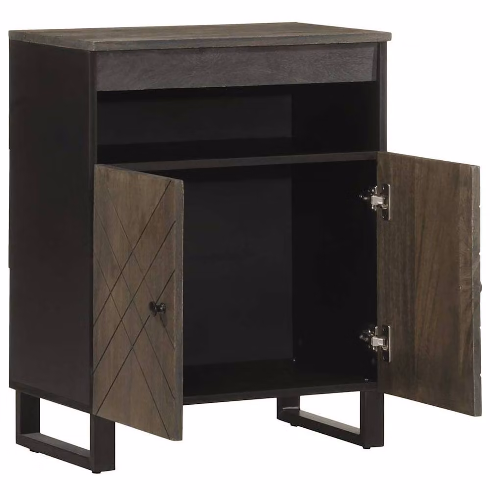 Berkfield Home Black Mango Wood Sideboard W/D/H: 60 x 33 x 75 cm – 3