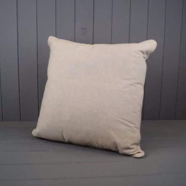 KDMD Beige Handmade Square Cotton Plain Cushion with Removable Washable Cover