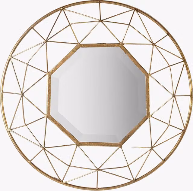 Perch & Parrow Aries Round Gold Geometric Wall Mirror