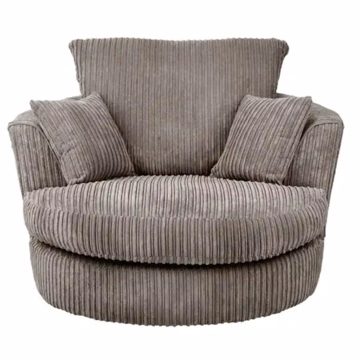 SquareBoxx Lennox Grey Fabric Swivel Tub Chair with Armrests – 2