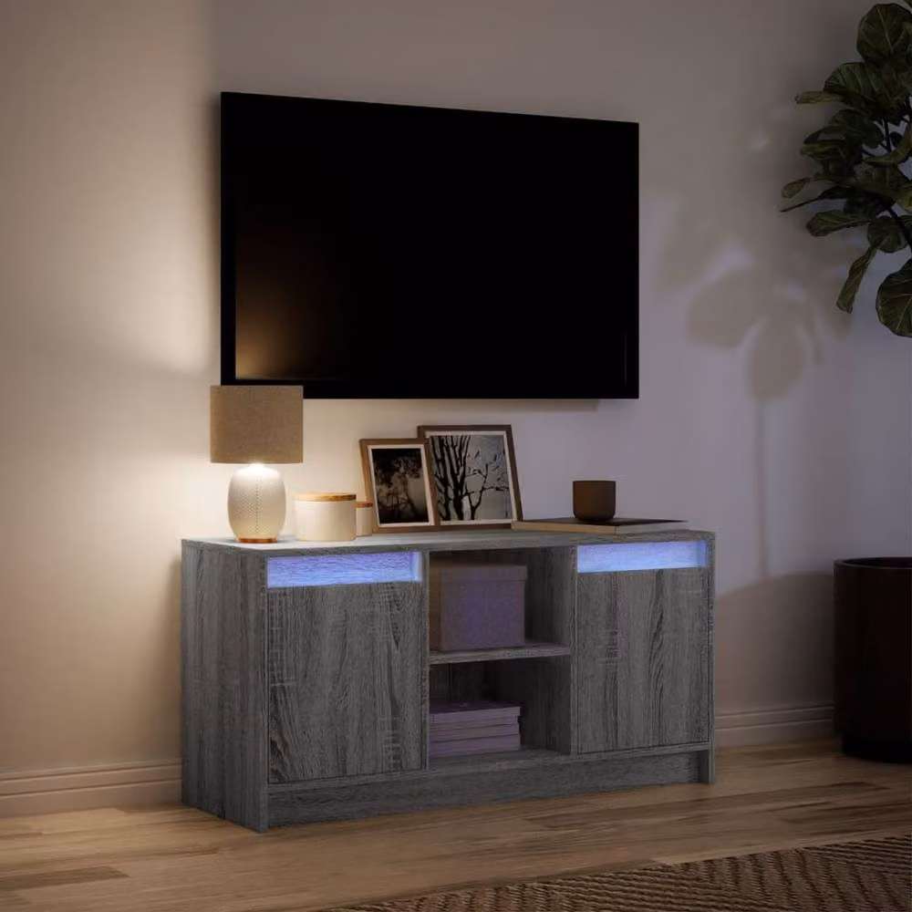 Berkfield Home Modern TV Cabinet with LED in Grey Sonoma, W/D/H: 100 x 34 x 50 cm – 3