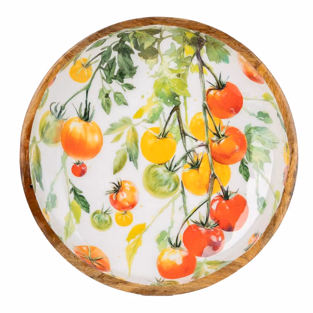 Madison & Mayfair White Mango Wood Floral Serving Bowl, Diameter: 30.5 cm – 2