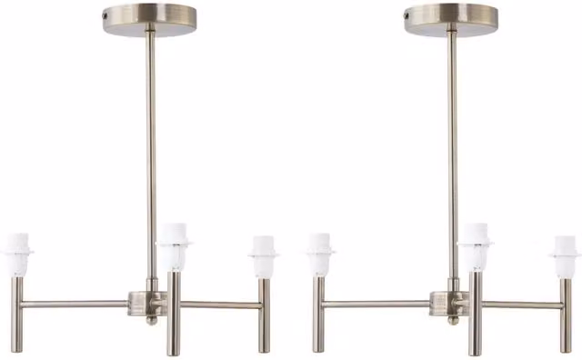 First Choice Lighting Brea Set of 2 Antique Brass 3 Arm Semi Flush Fittings in Gold
