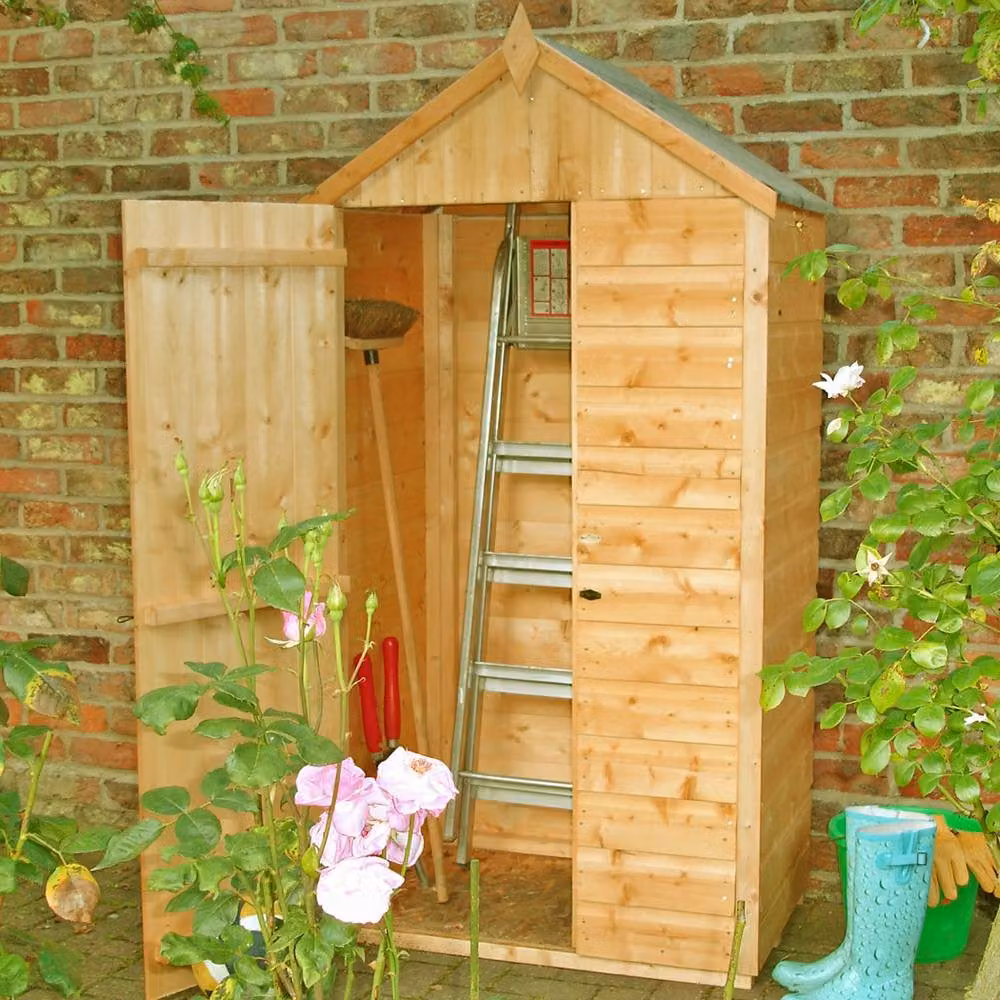 Shires Brown Wood Tall Garden Cabinet W/D/H: 86.8 x 36.0 x 191.0 cm – 2