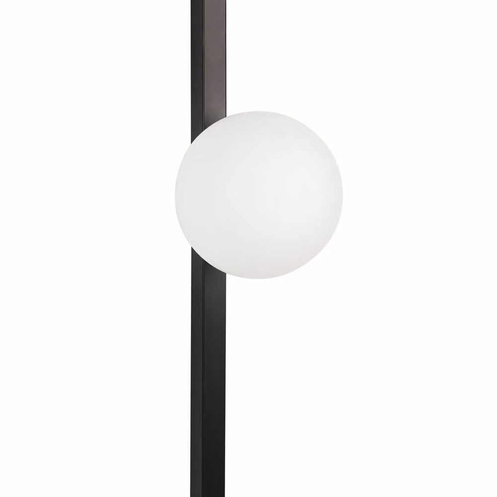 Wyld and Coco Modern Black Metal Wall Lamp with White Glass Sphere, Height: 55 cm – 2