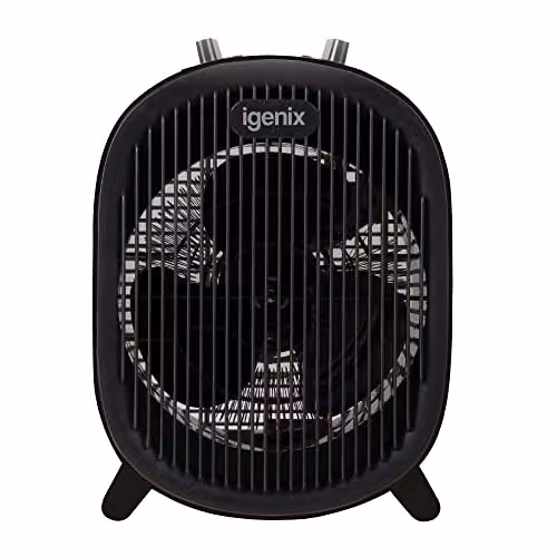 Igenix 2000W Freestanding Fan Heater with Thermostat and Overheat Protection, Black, Pack of 2 – 2