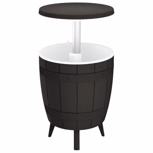 vidaXL 3-in-1 Ice Cooler Table in Black Polypropylene, W/D/H: 82 x 48 x 48 cm