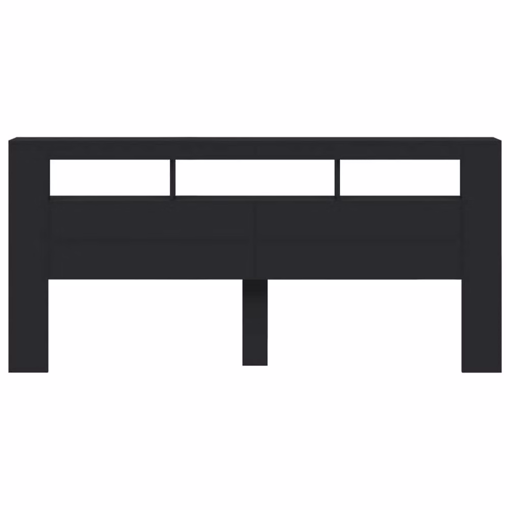 Berkfield Home Modern LED Headboard in Black with Integrated Lighting and Side Compartments, W: 220 cm, D: 18.5 cm, H: 103.5 cm – 5