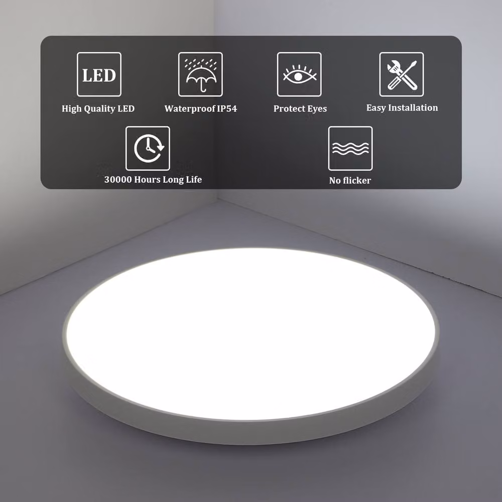 Pheashine White Round LED Ceiling Light, 24W, 6500K Cool White, Flush Mount Lamp – 3