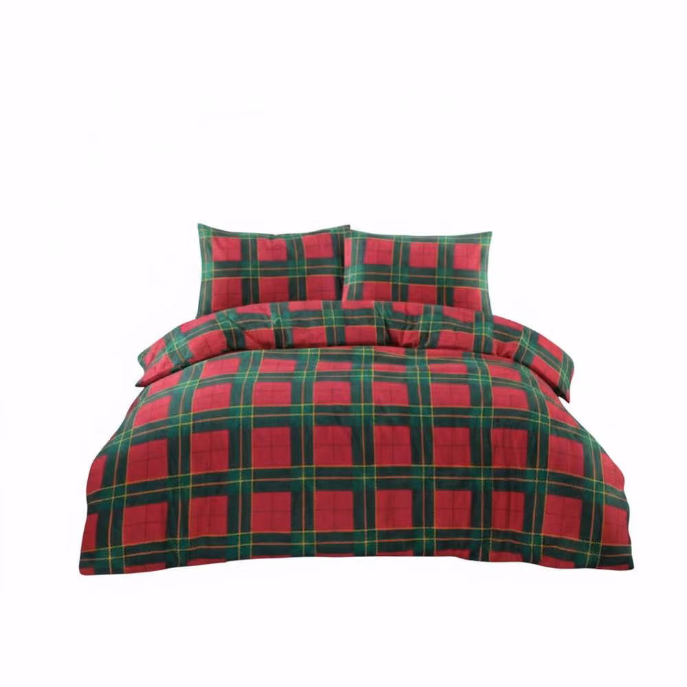 Snug City Red Tartan Flannelette Duvet Cover and Pillowcase Set, Brushed Cotton Bedding, 200 x 200 cm – 3