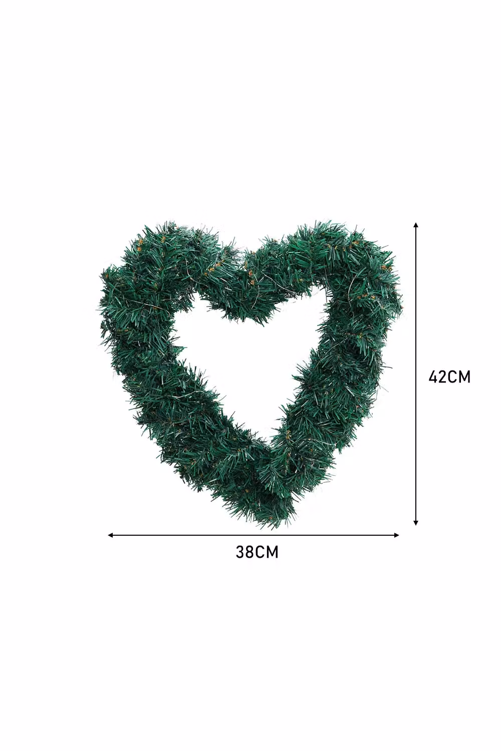 Living and Home Artificial Heart-shaped Christmas Door Hanging Garland with Light String in Green – 3