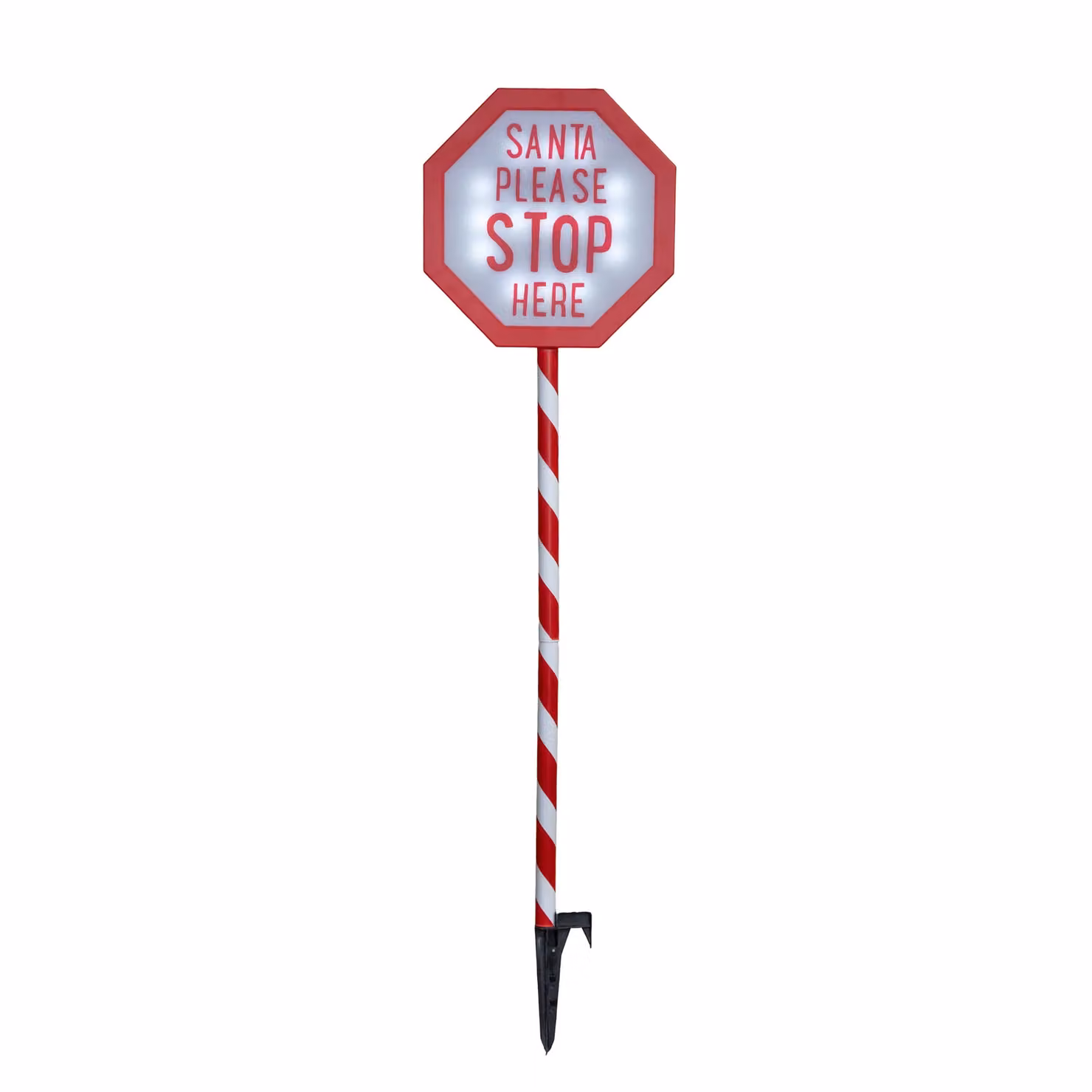 Samuel Alexander Battery Operated LED Santa Stop Here Christmas Sign in Red and White, Height: 110 cm – 3