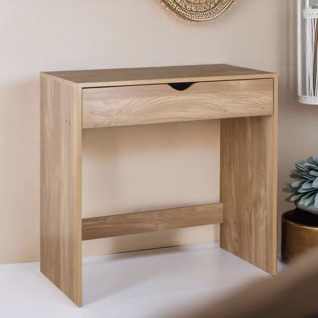 Furnold Modern Oak 1 Drawer Compact Dressing Table and Computer Desk