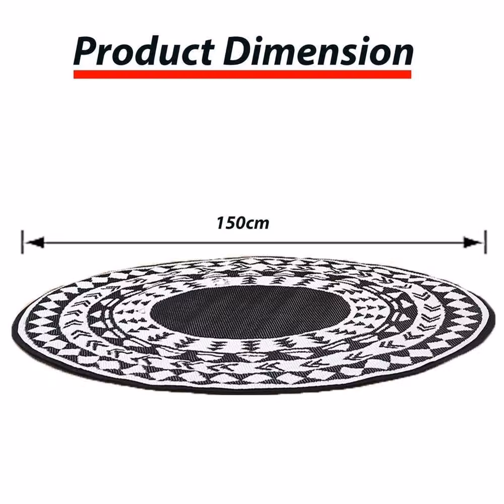 PAWNORA Geometric Semicircular Half Moon Rug in Black and White, W: 67 cm x D: 127 cm – 1