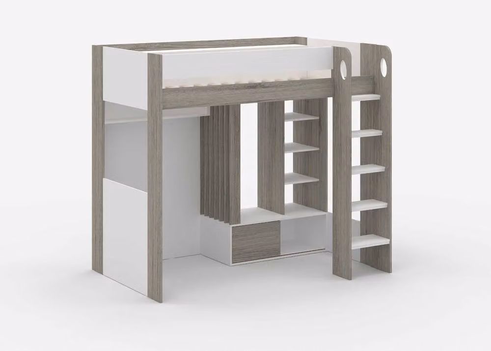Flair Hampton High Sleeper Bed with Wardrobe in White, Single Size, W: 178.0 cm, D: 135.6 cm – 2