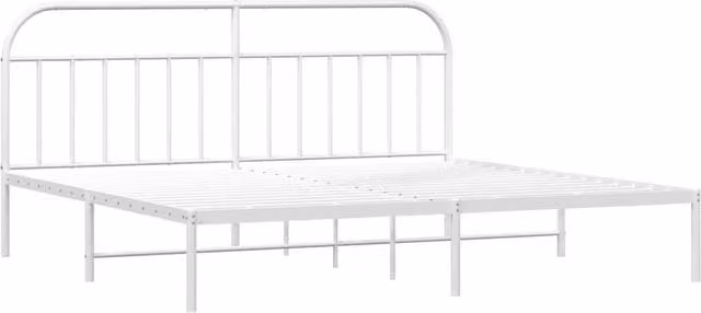 Berkfield Home Metal Bed Frame with Headboard in White, W/D/H: 193 x 198 x 100 cm – 1