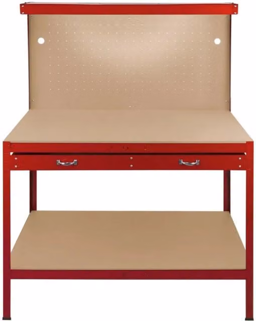 Monstershop Workbench with Pegboard and Light, Red, W/D/H: 120 x 60 x 200 cm – 1