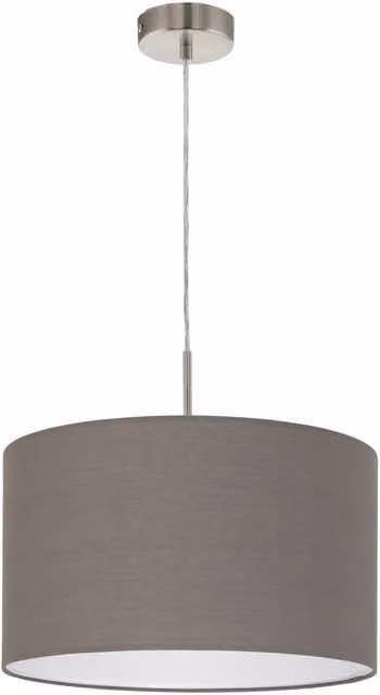 Loops Pendant Light in Satin Nickel with Anthracite and Brown Fabric Shade, E27, 1x60W