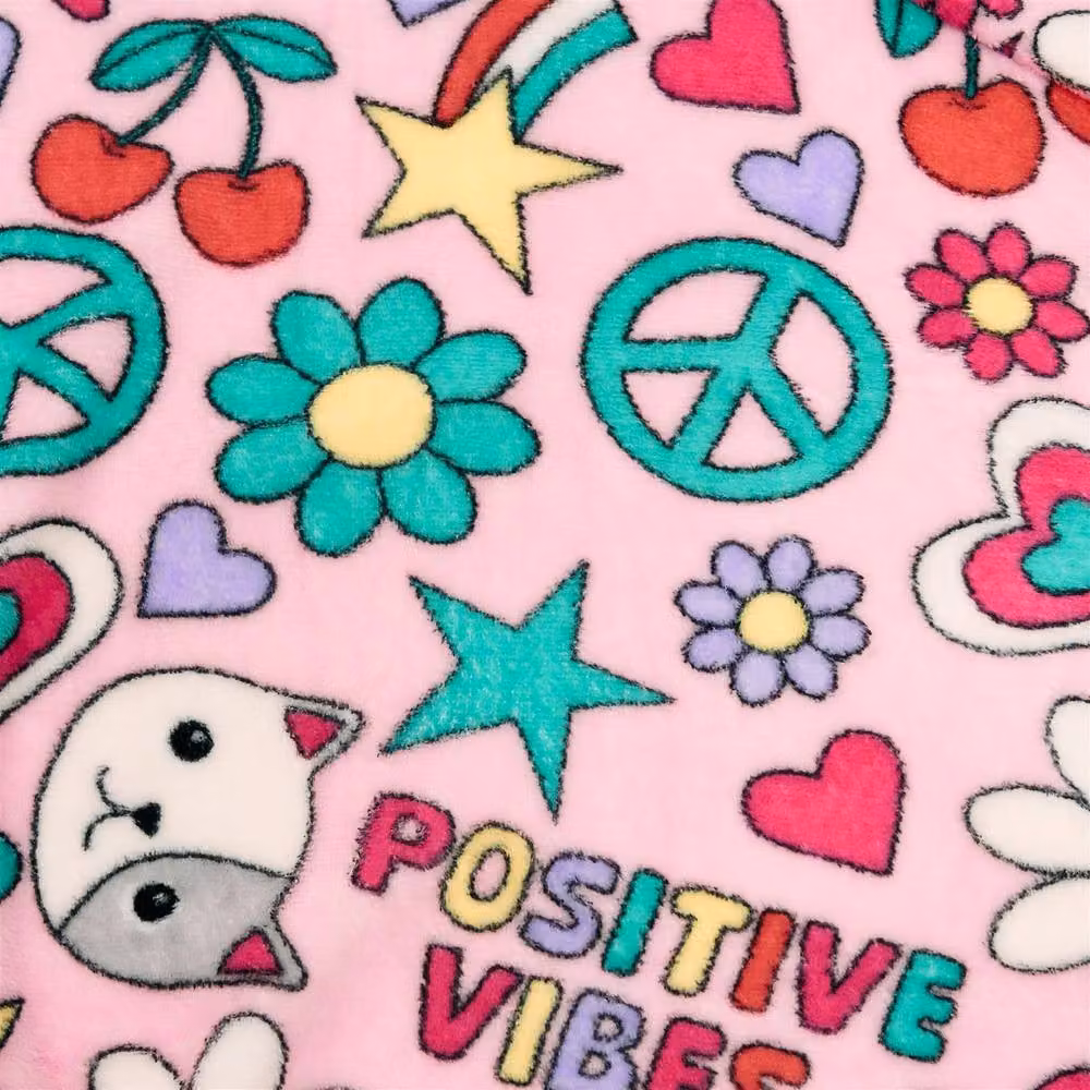 OHS Kids Positive Vibes Wearable Coral Fleece TV Blanket with Sleeves in Multicolour Floral – 5