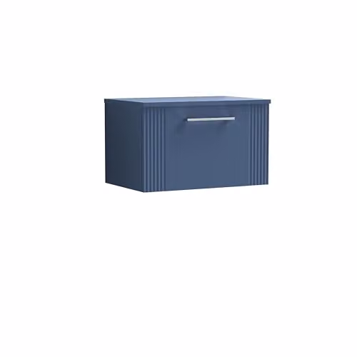 Balterley Modern Wall Mounted Bathroom Vanity Unit with Single Soft Close Drawer and Worktop, Blue, W/D/H: 60.5 x 39.0 x 37.7 cm – 3