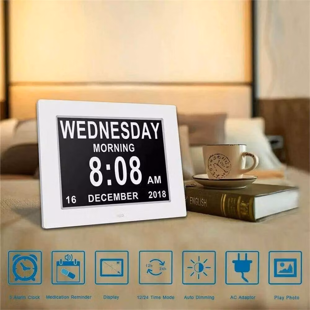 EONLION White 7 inch Digital Alarm Clock with LCD Calendar – 4