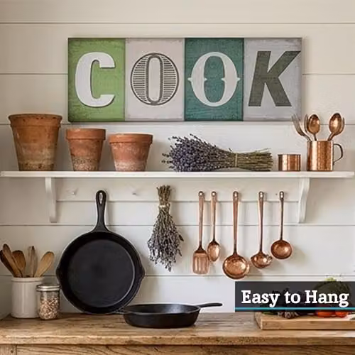 Orsina Rustic Multicolour Wood Cook Wall Plaque with Typography – 3