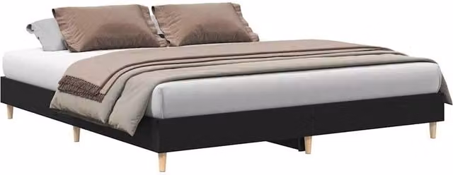 Berkfield Home Beautiful Bed Frame in Black Oak, Engineered Wood, W/D/H: 180 x 200 cm