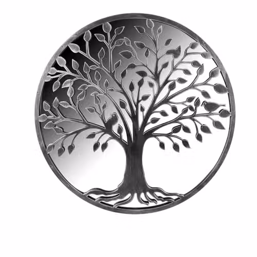 VFM e-Store Grey Tree of Life Garden Wall Mirror, W: 65 cm, H: 65 cm